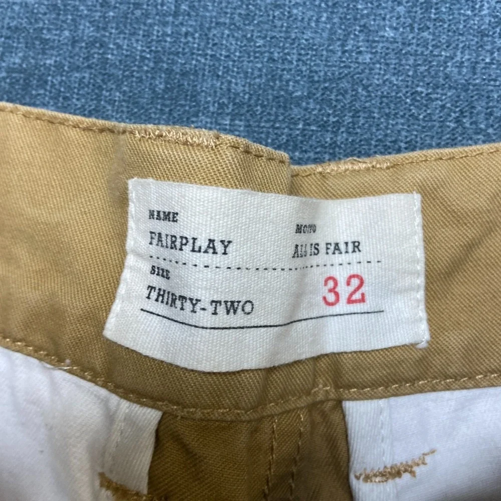 Fairplay All Is Fair Pants Mens 32 Beige Straight Leg Regular Fit Black Stripe